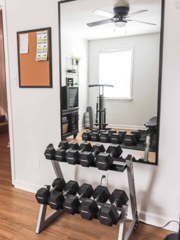 diy home gym mirror using electrical tape