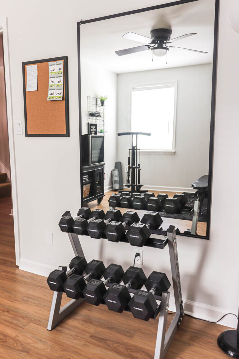 diy home gym mirror using electrical tape