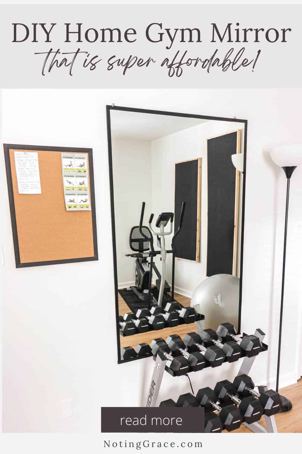 DIY home gym mirror using electrical tape