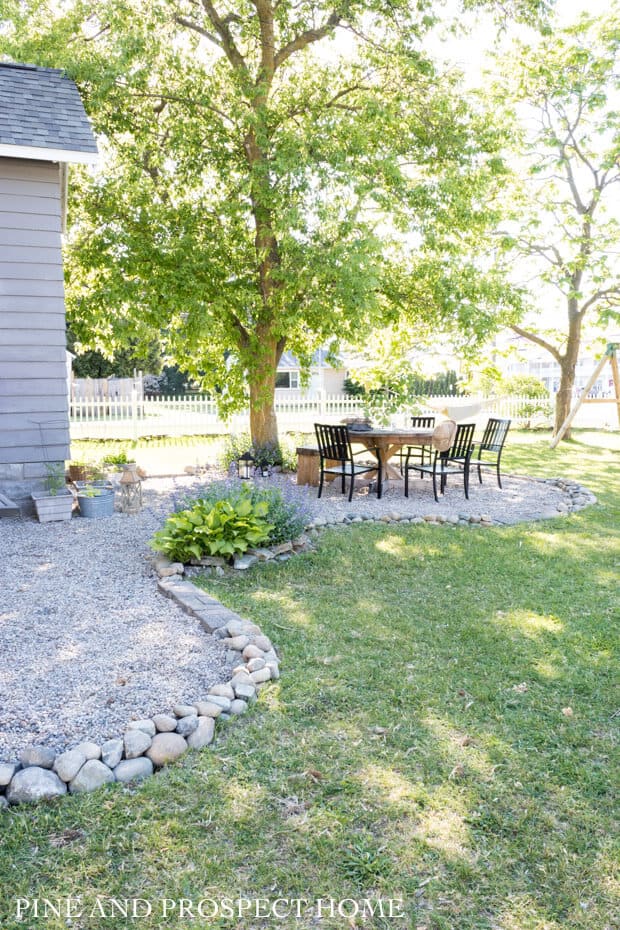 DIY Pea Gravell Patio from Pine and Prospect Home