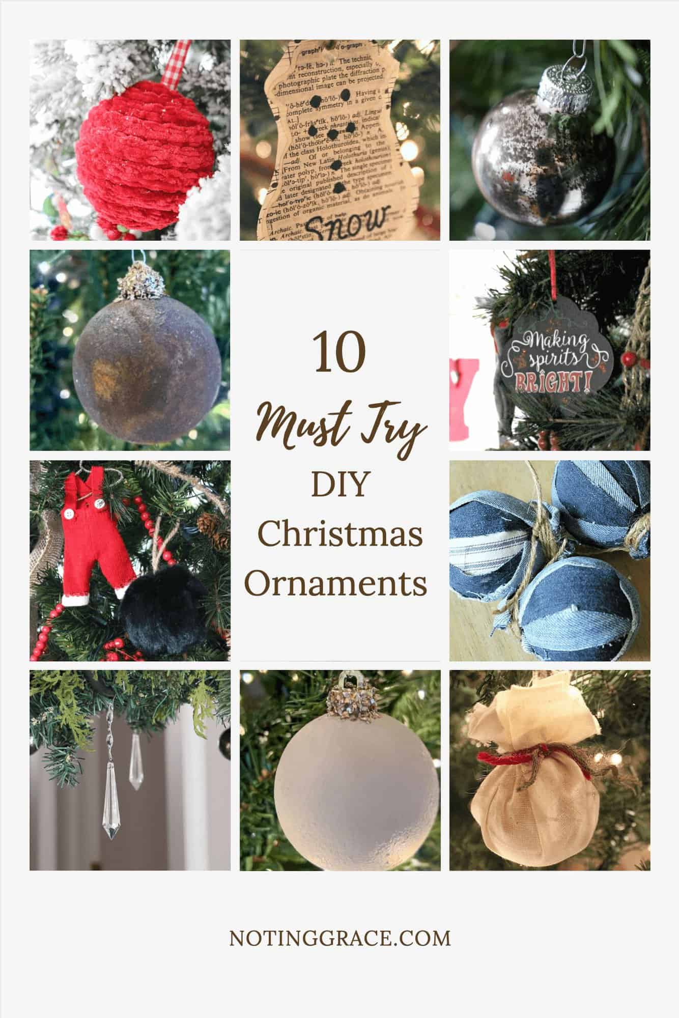 collage of DIY Christmas ornaments