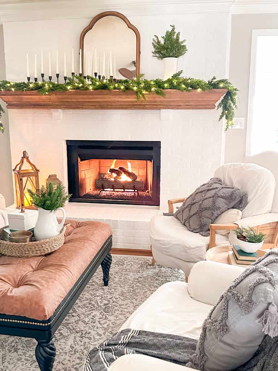 winter fireplace mantel decor that lasts past the holiday season