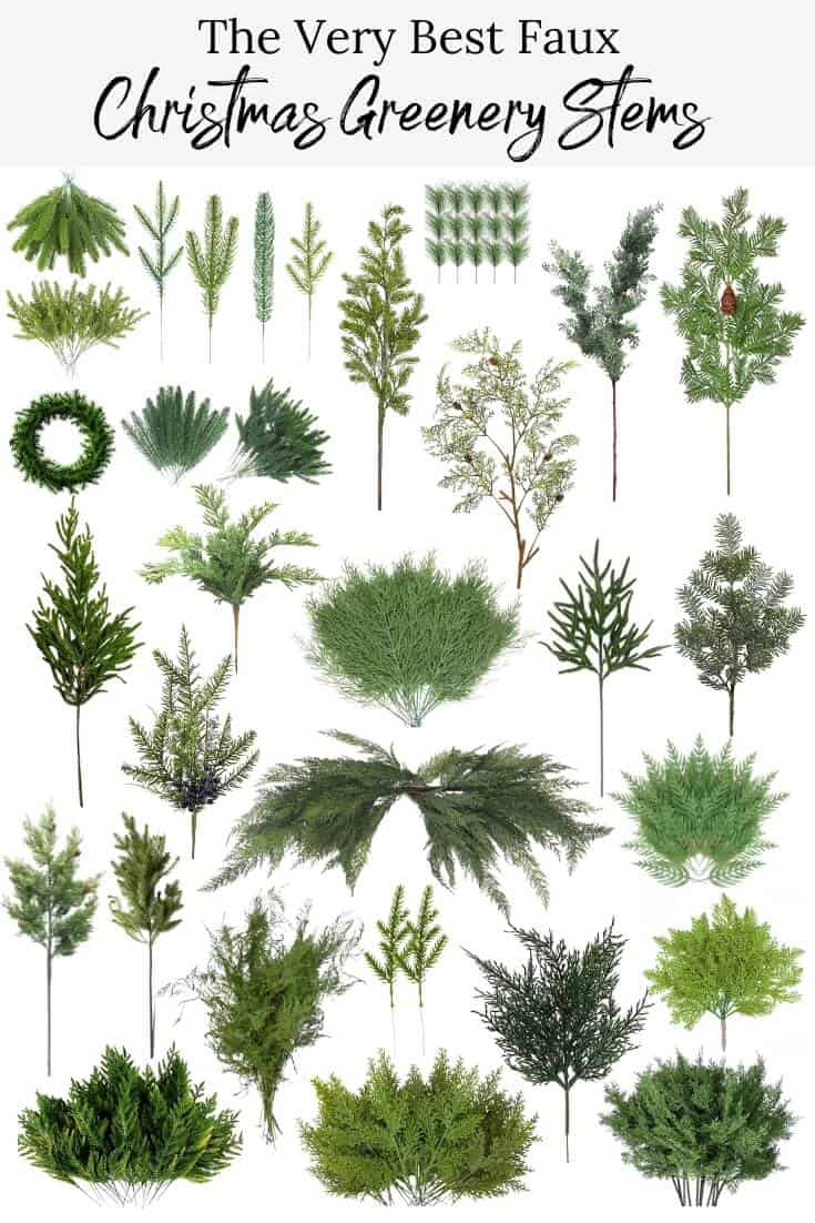 Collage of artificial greenery stems