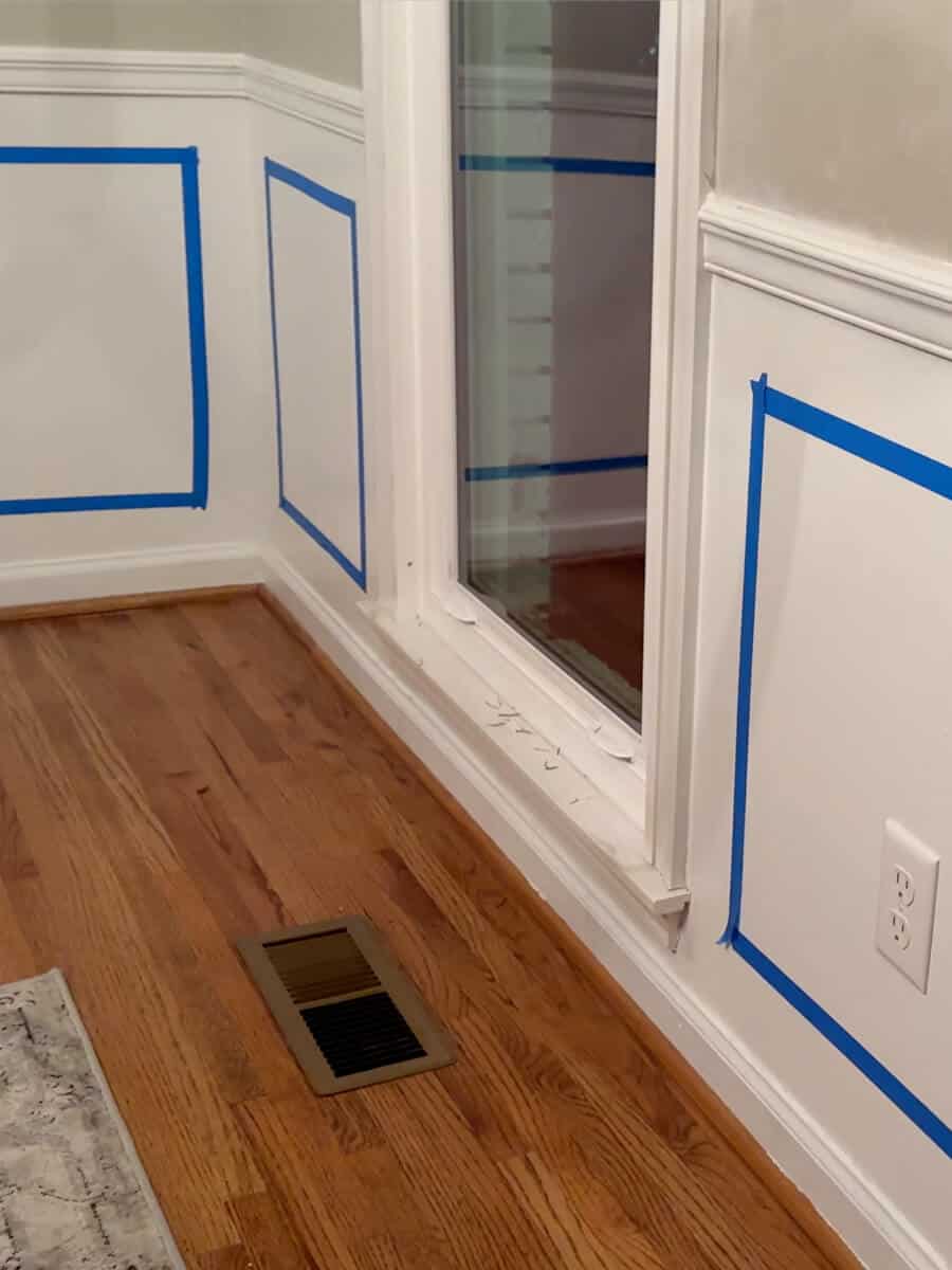 using masking tape to mock up picture trim molding