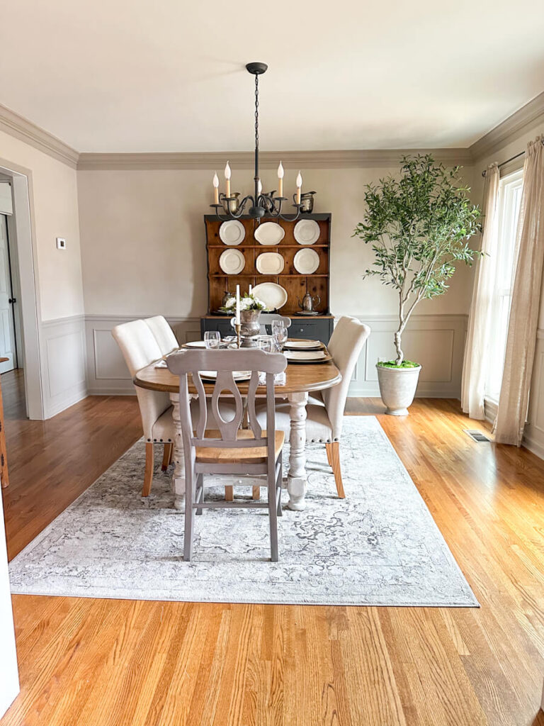 Limewashed Dining Room in a soothing taupe color